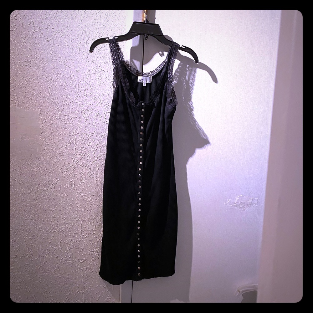 Revolve lace sleeve ribbed button front dress S